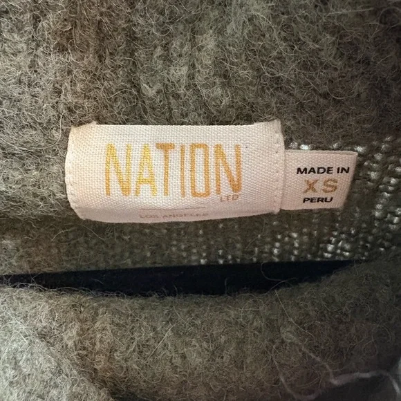 Nation LTD Green High Cowl Neck Sweater Semi Cropped - Picture 3 of 3